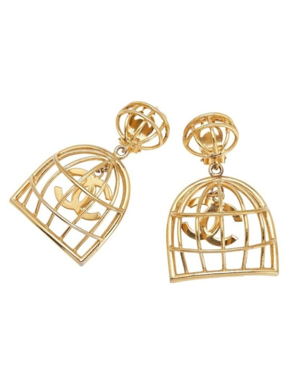 Chanel Vintage Coco Mark Birdcage Gold Plated